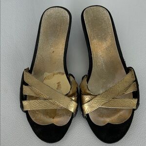 Black and Gold Mules, 1” heels